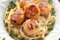 Creamy Scallop Fettuccine Alfredo Recipe for Dinner