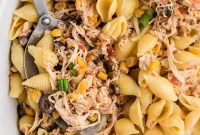 Southwestern Cheesy Chicken Pasta Bake with Roasted Corn and Peppers