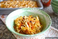 Buffalo Chicken Spaghetti Squash Bake with Cheesy Buffalo Sauce