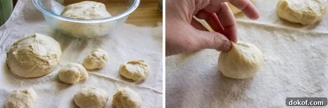 Dough formed as dinner rolls.
