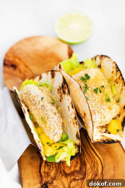 air fryer fish tacos on serving board