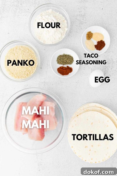 ingredients shown for air fryer fish tacos