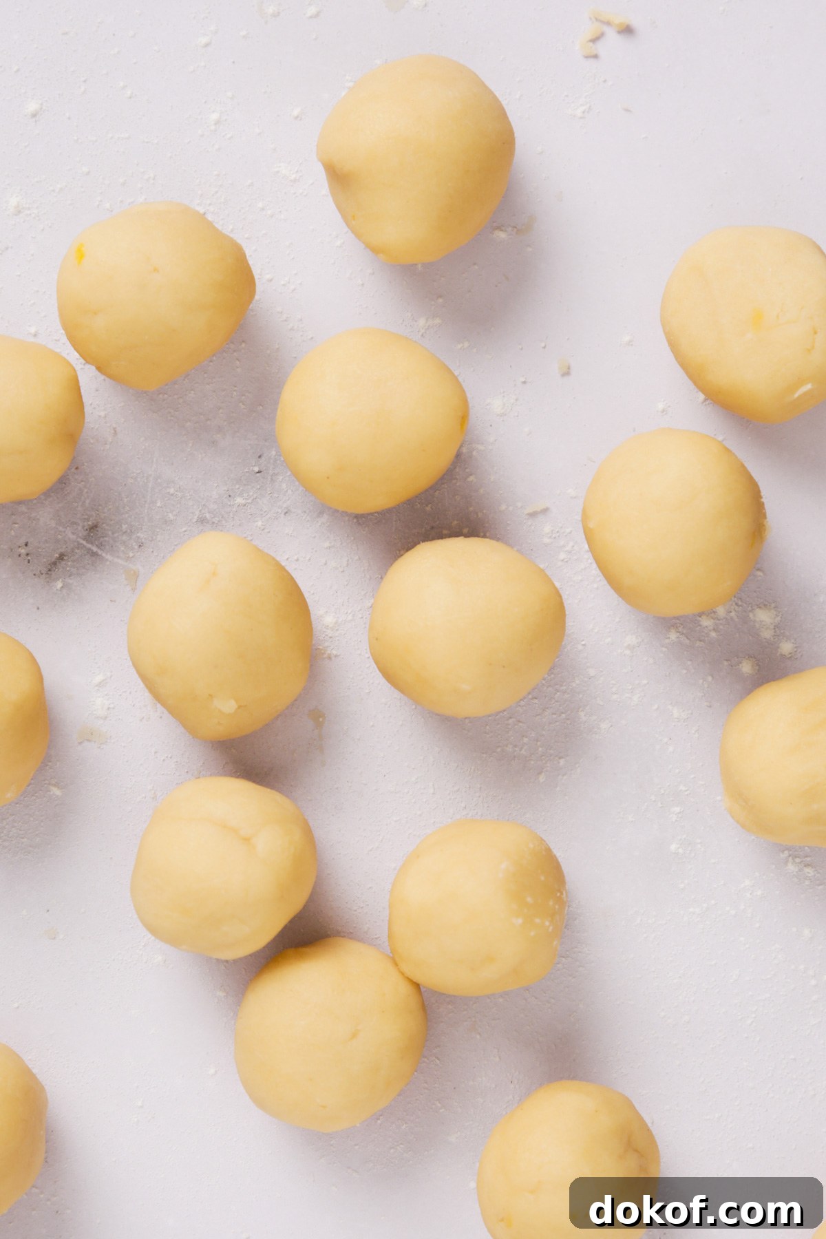 cookie dough balls ready for lemon meringue cookies