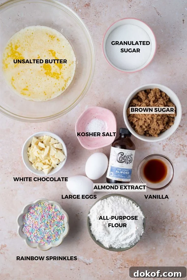 ingredients for birthday cake blondies