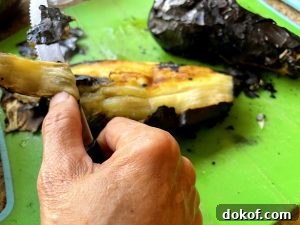 Remove charred skin with knife.