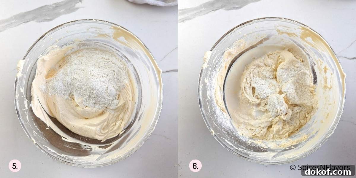 Classic Old-Fashioned Pound Cake Recipe: Step-by-Step Guide 6 add flour and milk and whisk well