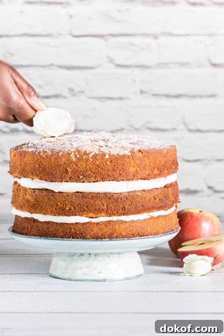Almond cardamom apple cake on a table