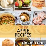 A collage of images of dishes made with apples