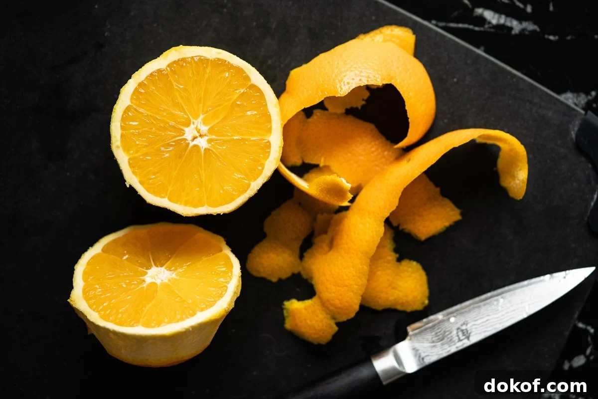 Peeling an orange with a pairing knife