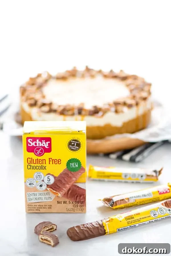 A box of Gluten Free Schär Chocolix featured in a gluten free Chocolix No Bake Cheesecake recipe.
