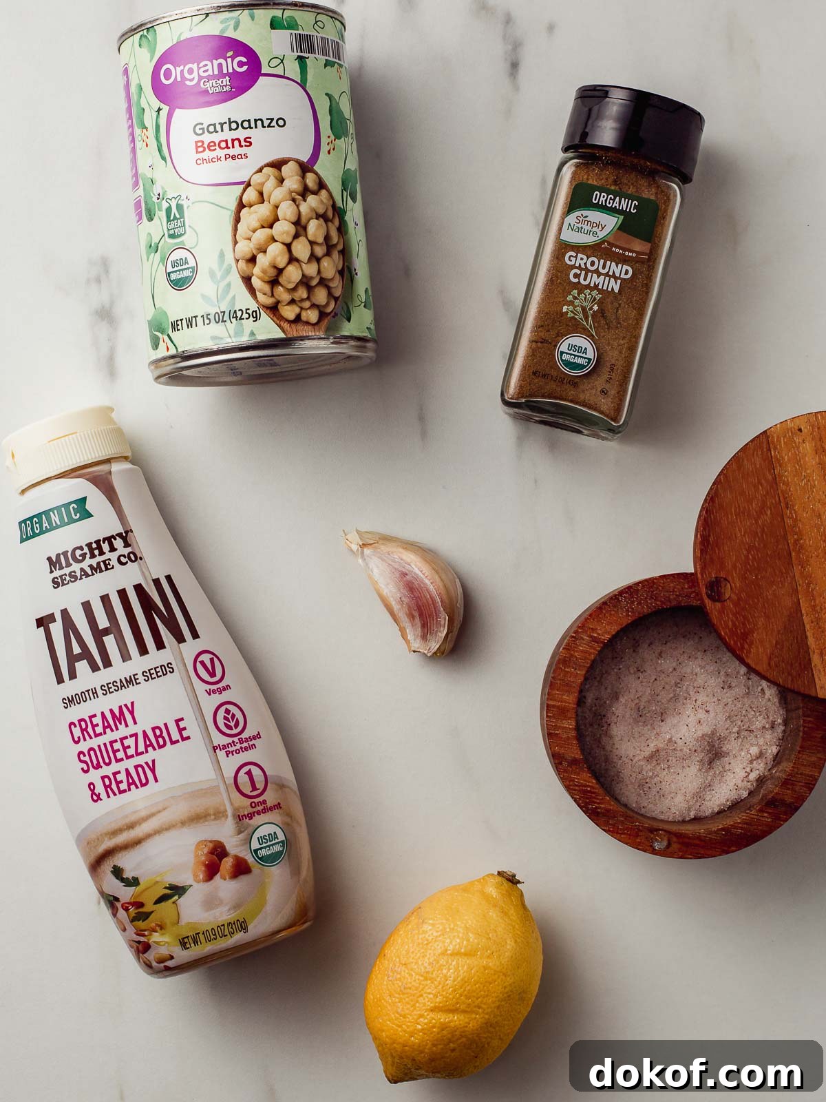 Hummus ingredients on a table.