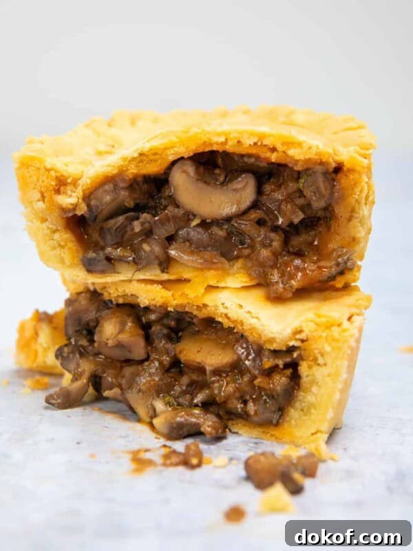 Mushroom Stroganoff Pie - cut open