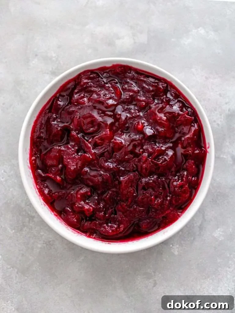 cranberry sauce in bowl overhead image