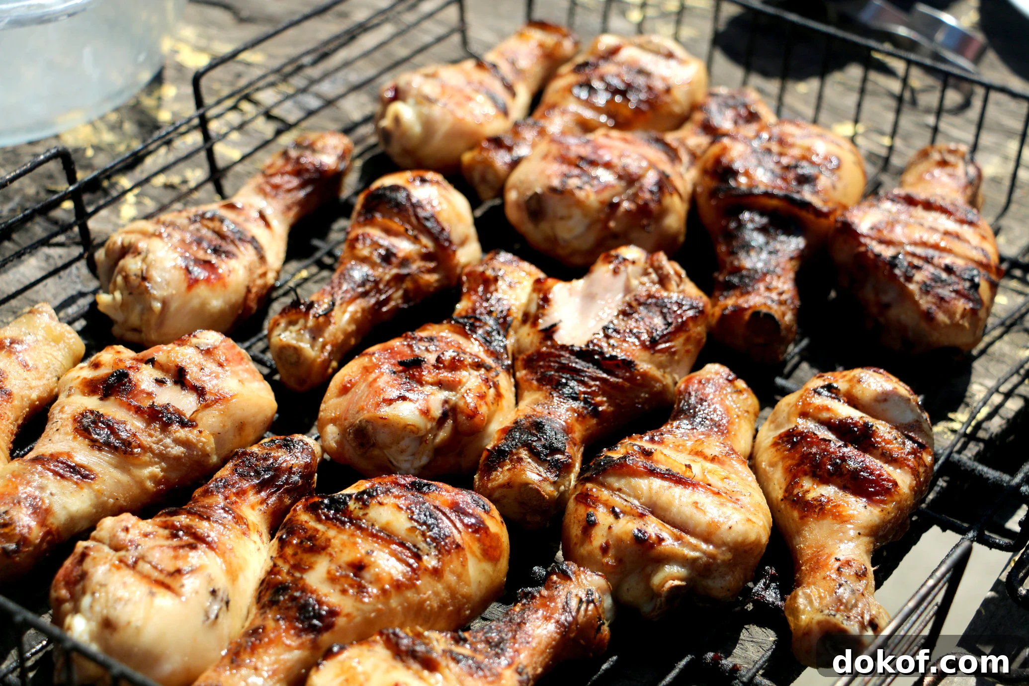 Smoked chicken on grill