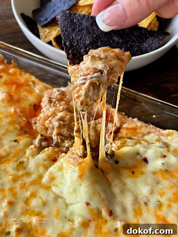 Hot taco dip served
