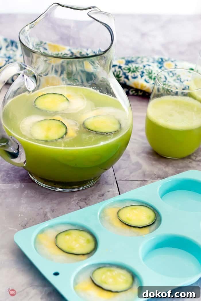Pineapple Cucumber Rum Punch Recipe for Refreshing Summer Cocktails 4 punch in a pitcher with custom ice cubes