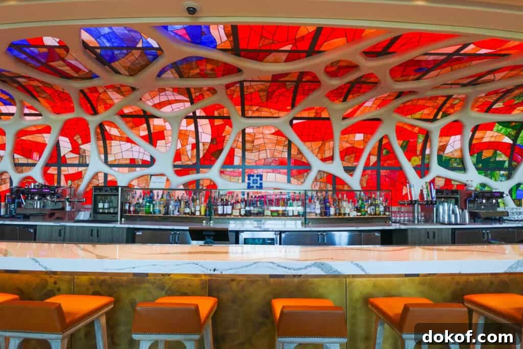 bar and seating area at the Barcelona Lounge.