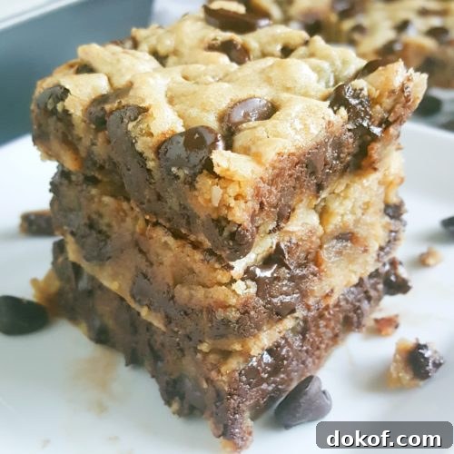 Chewy Chocolate Chip Blondies Recipe for Fudgy Bars 5 Chewy Brown Sugar Chocolate Chip Cookie Blondies - This easy recipe for dense, gooey, chewy Chocolate Chip Blondies is so simple and delicious. It'll become your new favorite go-to recipe for a no-fuss sweet treat or dessert.
