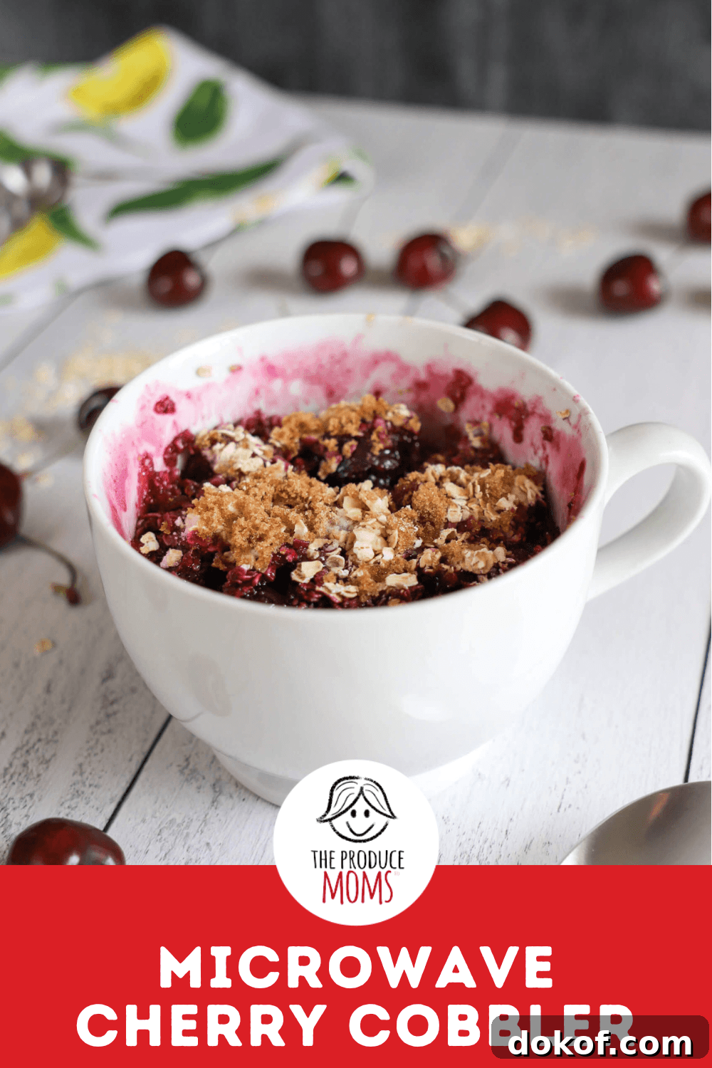 Quick Microwave Cherry Cobbler Recipe for Fast Desserts 5 Pinterest Pin Microwave Cherry Cobbler