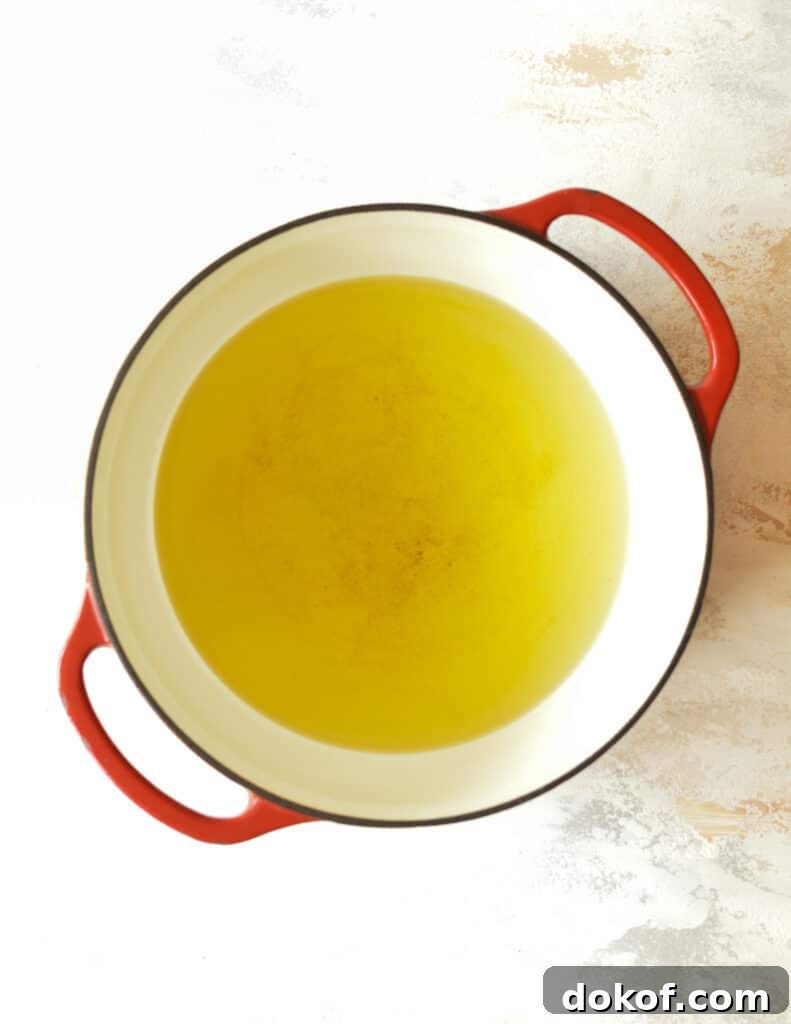 a dutch oven filled with oil