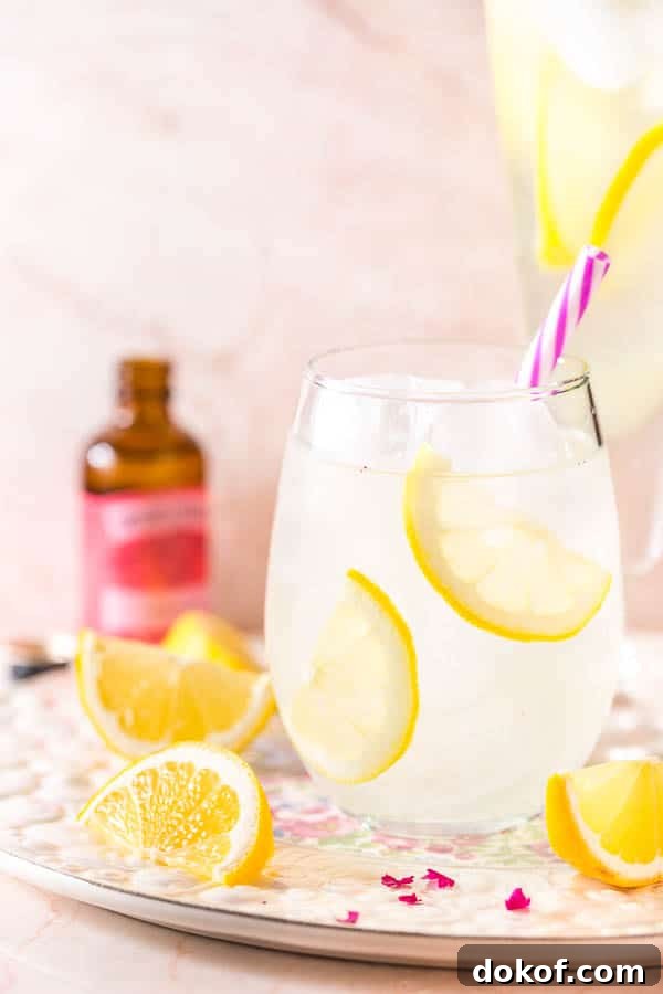 Refreshingly floral, this rose lemonade is so easy to make and perfect pitcher drink for all your outdoor activities this summer.