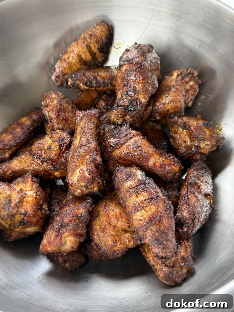 crispy chicken wings on the smoker