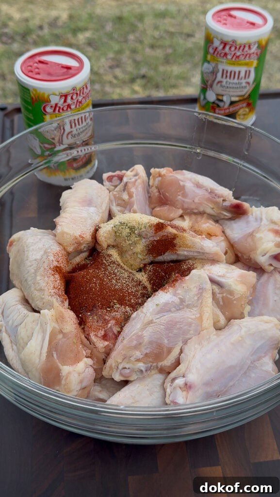 prepped chicken wings in a bowl