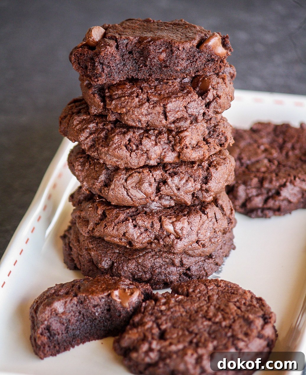 Rich, fudgy triple chocolate cookies with crisp edges and soft centers