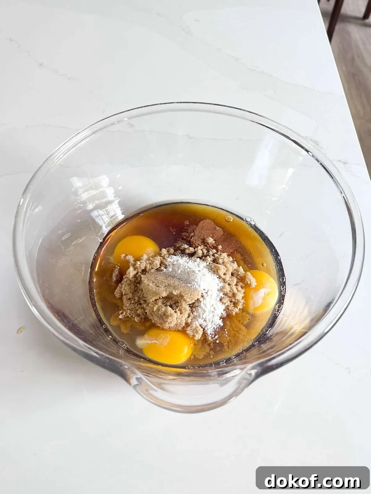 All the filling ingredients for the pie in a large mixing bowl.