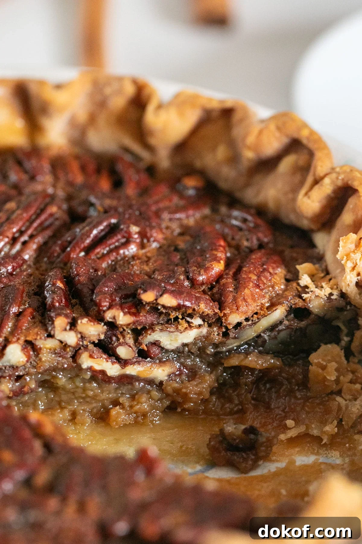 A close up image of the inside of the pie after a slice has been removed.