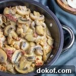 One Skillet Keto Chicken with bacon Mushroom Gravy- Low Carb & Paleo
