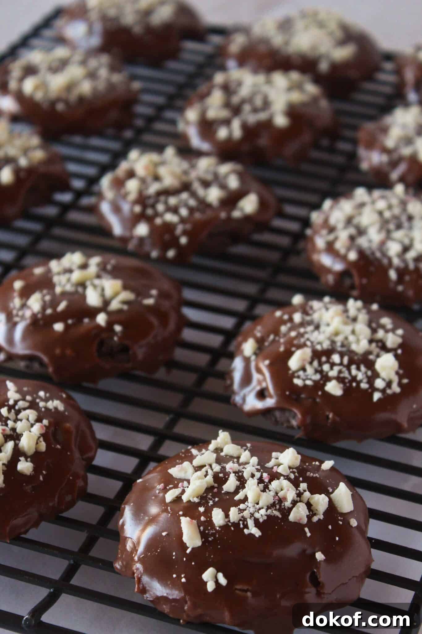 Chocolate Cake Mix Cookies: 12 Irresistible Recipes You’ll Love 26 Chocolate peppermint cookies on a wire rack.