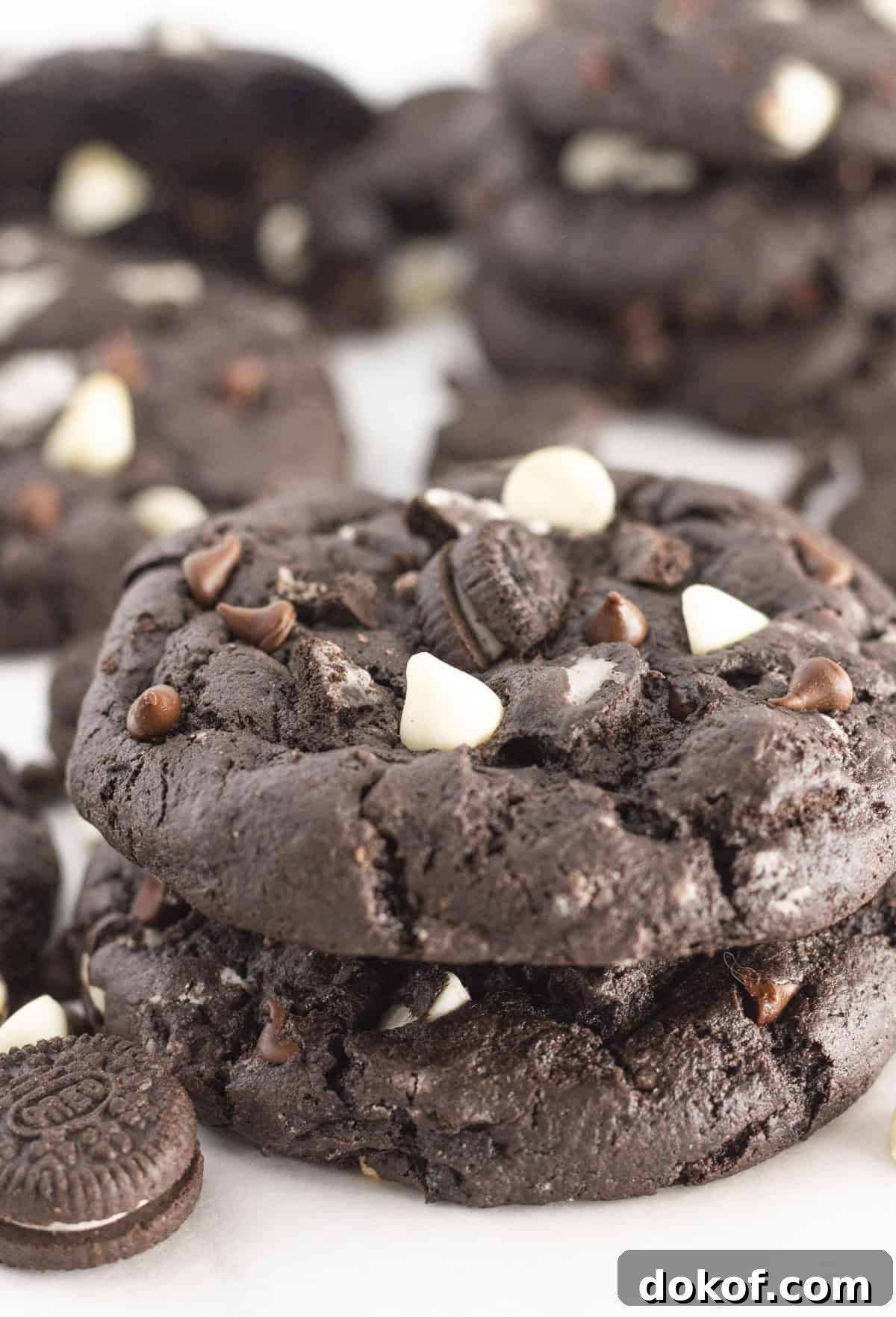 Chocolate Cake Mix Cookies: 12 Irresistible Recipes You’ll Love 8 Stacks of chocolate cookies and cream cookies.