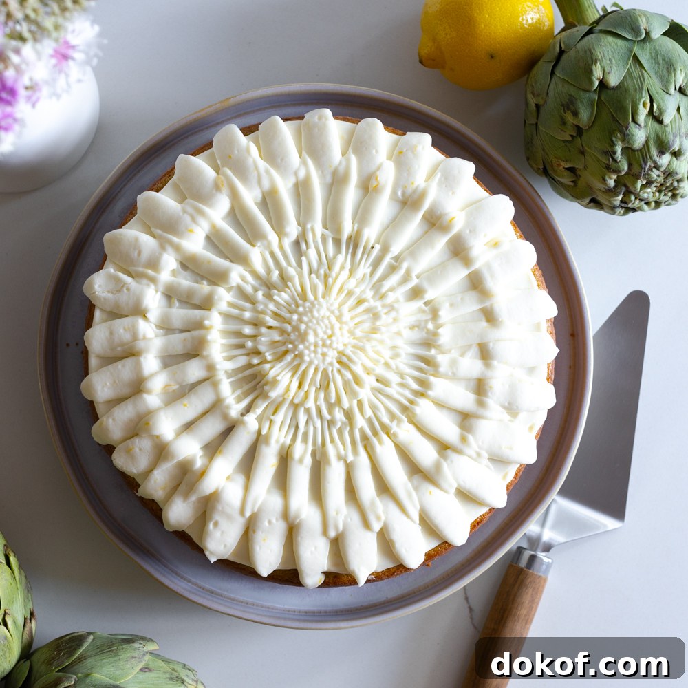 Artichoke Olive Oil Cake with Lemon Cream Cheese Frosting by Baking The Goods