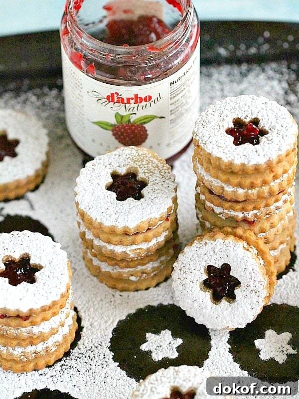 Walnut Raspberry Linzer Cookies