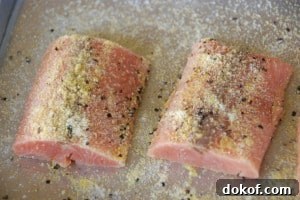 Salmon seasoned with spices.