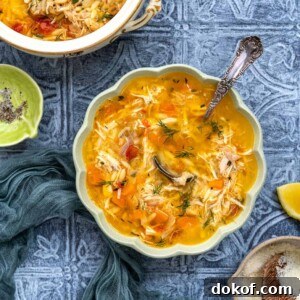 Bowl of crockpot chicken soup