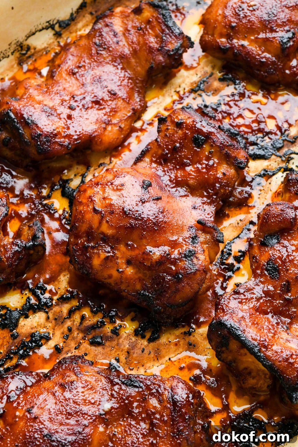 Oven-Baked Caramelized BBQ Chicken Thighs with Sticky Glaze 13 How to make BBQ Chicken Thighs in the Oven: Crispy and caramelized baked bbq chicken thighs.