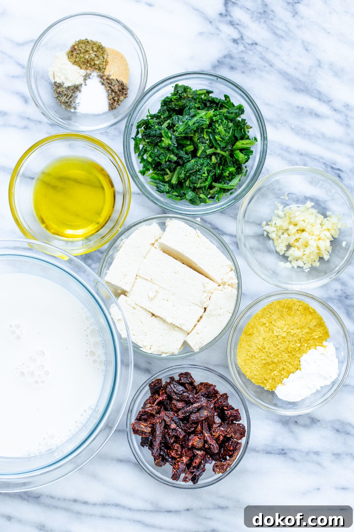 ingredients needed for making vegan creamy Italian spaghetti squash bake 