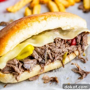Close up of one Italian Beef Sandwich square image