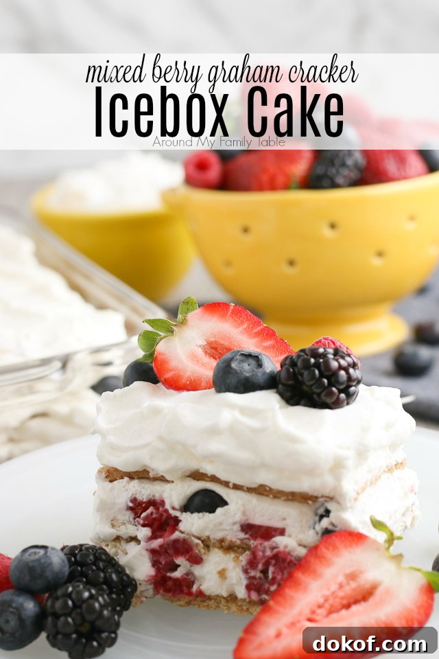 No-Bake Mixed Berry Graham Cracker Icebox Cake 2 slice of mixed berry graham cracker icebox cake