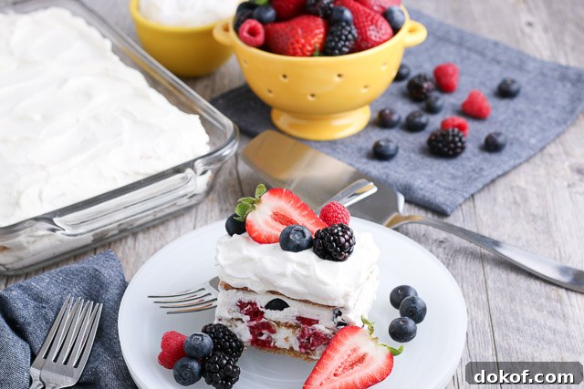 No-Bake Mixed Berry Graham Cracker Icebox Cake 7 slice of mixed berry graham cracker icebox cake