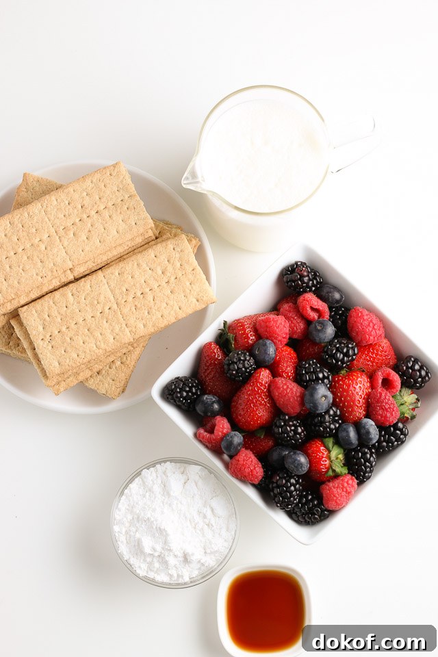 No-Bake Mixed Berry Graham Cracker Icebox Cake 3 mixed berry graham cracker icebox cake ingredients