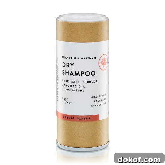 A bottle of Franklin & Whitman dry shampoo.