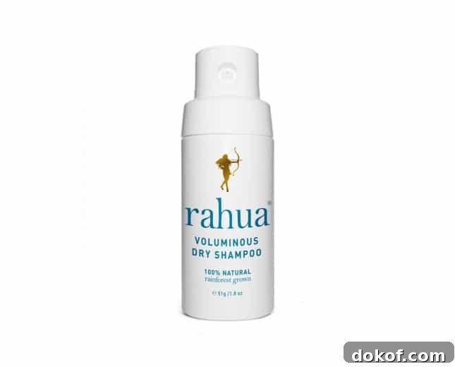 A bottle of Rahua voluminous dry shampoo.