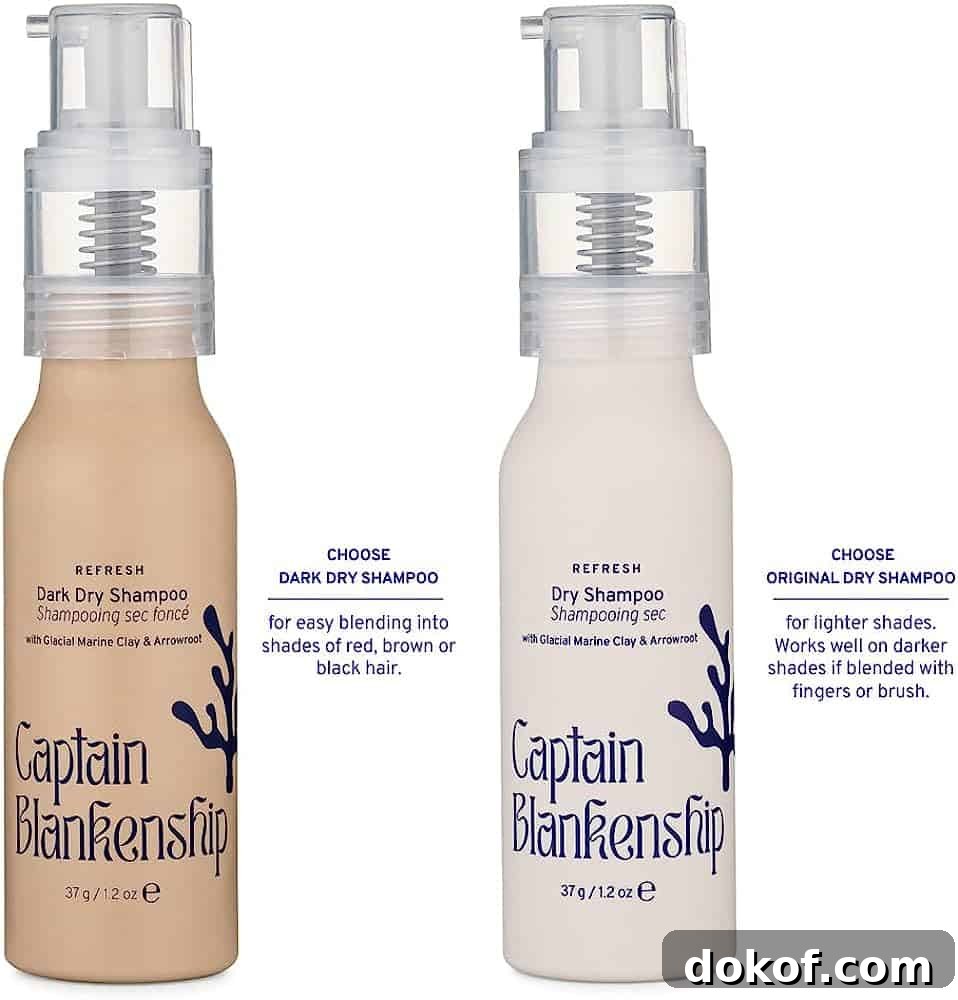 Two bottles of Captain Blankenship dry shampoo next to each other.