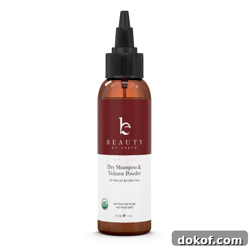 A bottle of Beauty by Earth Dry Shampoo.