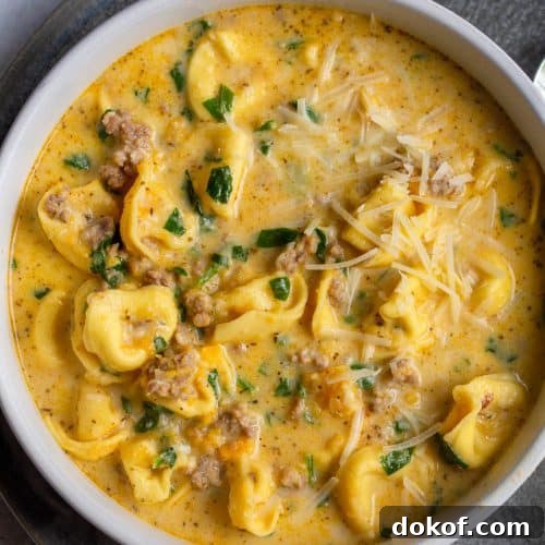 Creamy Butternut Squash and Sausage Tortellini Soup