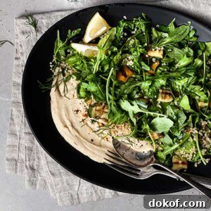 Herby Quinoa Salad with Grilled Vegetables and Hummus