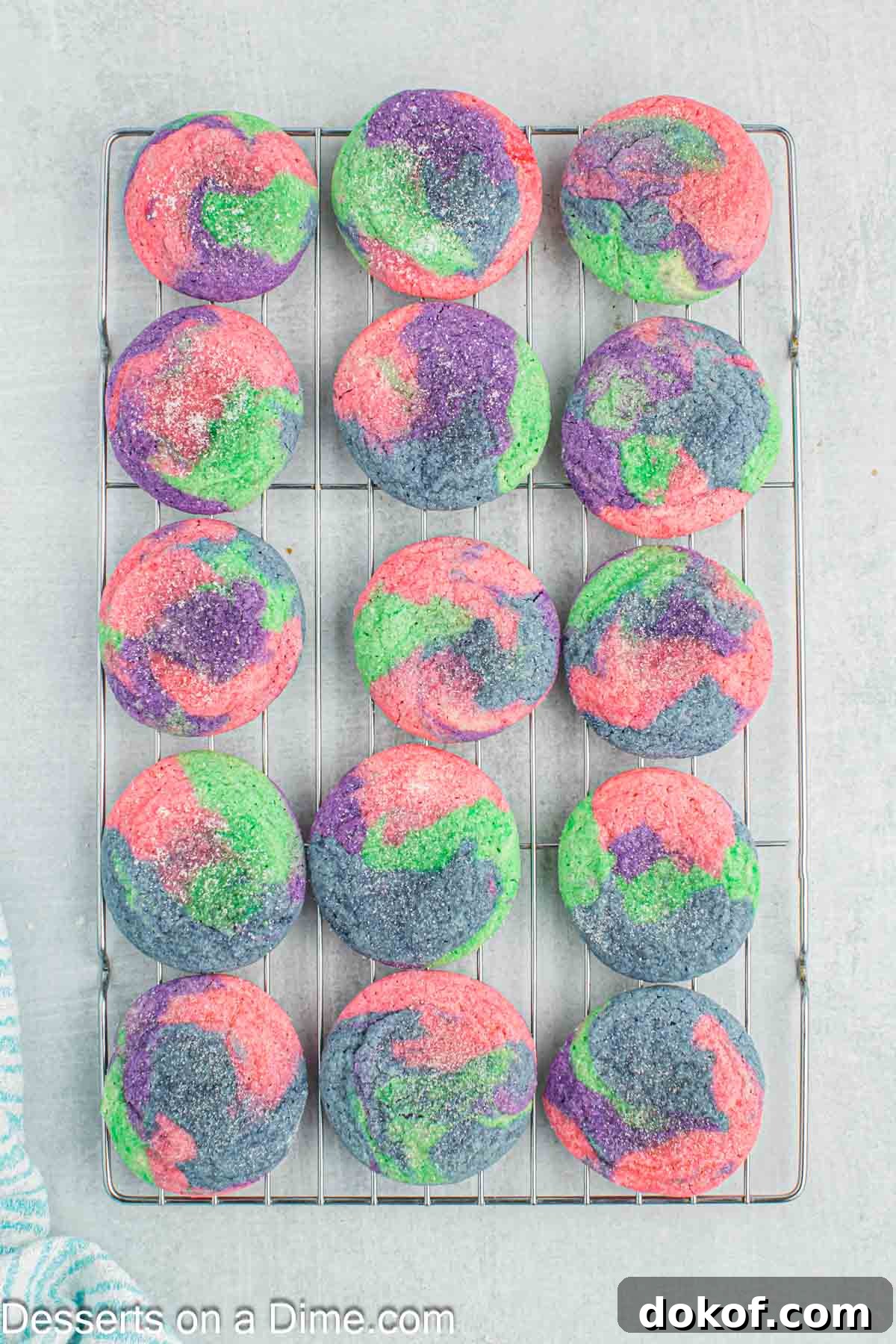 Cookies on wire rack.